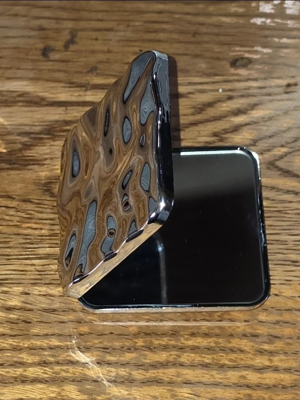 Electroplated Foldable Compact Mirror in Silver BNIB